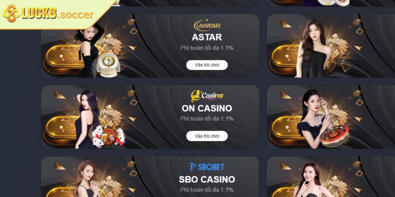 Điểm đến trò chơi sảnh casino online LUCK8 trực tuyến