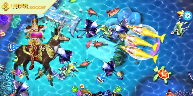 Bắn Cá Tiểu Tiên Cá LUCK8 - Thế Giới Đại Dương Hấp Dẫn 3 Dùng tính năng khóa mục tiêu