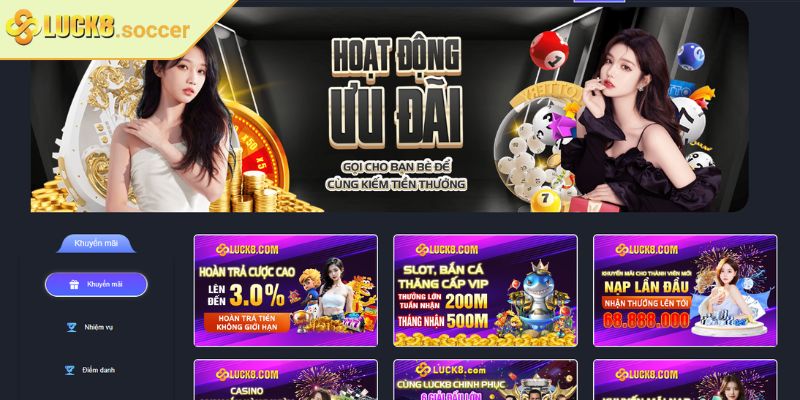 Siêu Nổ Hũ LUCK8 - Trải Nghiệm Bùng Nổ Cùng Jackpot Cực Lớn 3 Kết hợp ưu đãi và sự kiện